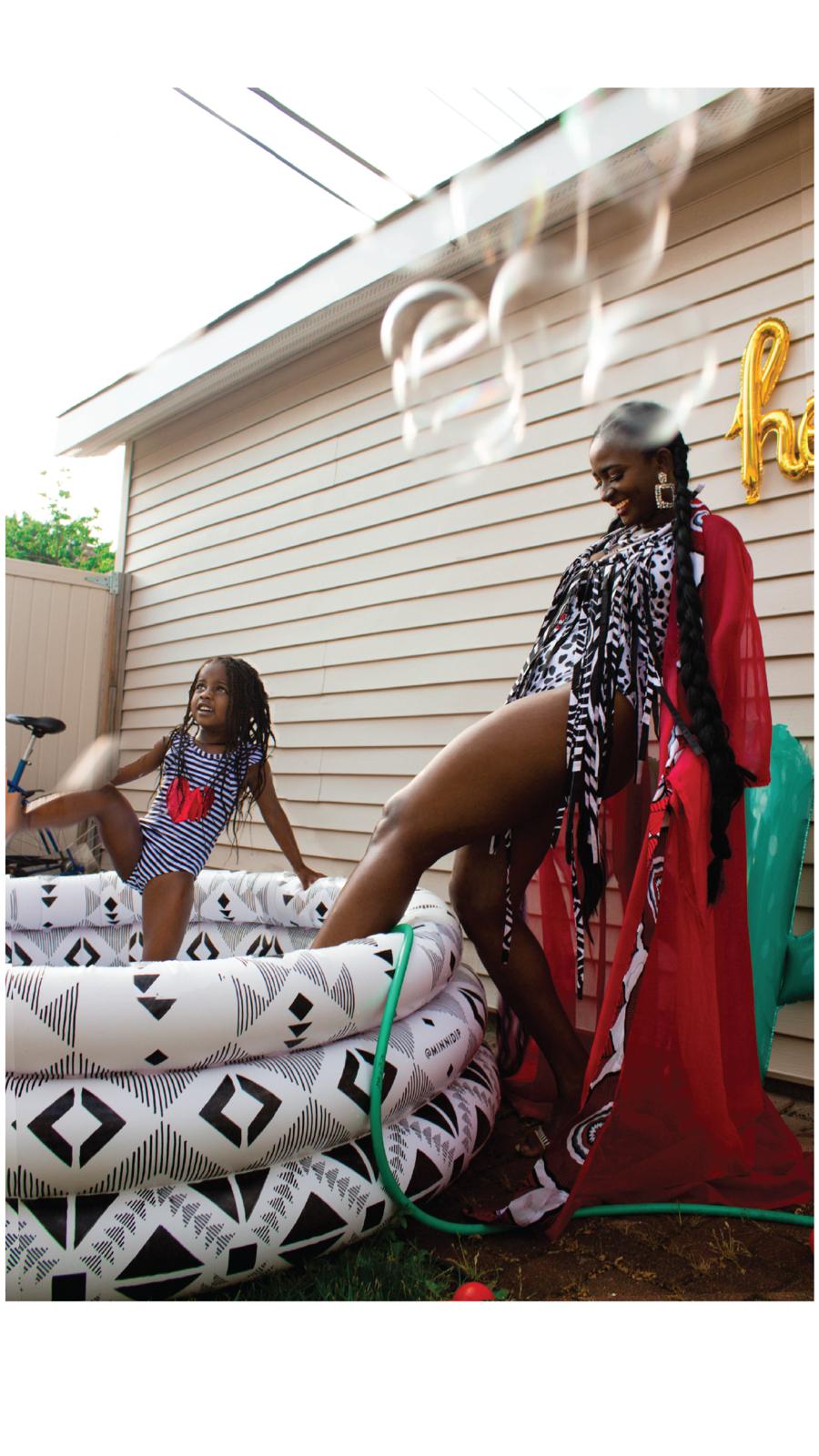 Swimsuit black &white, Plus size - Akese Stylelines