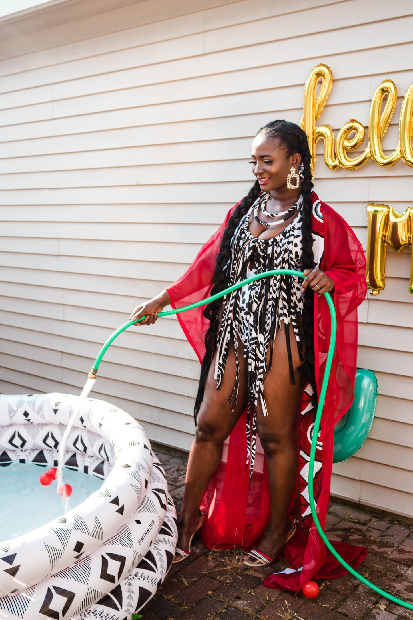 Swimsuit black &white, Plus size - Akese Stylelines