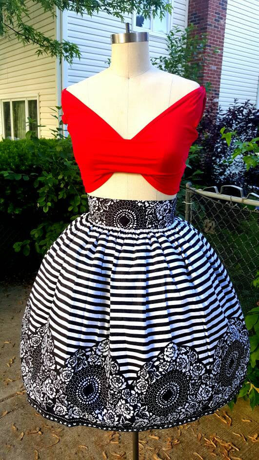 Alewa Striped Full Skirt - Akese Stylelines