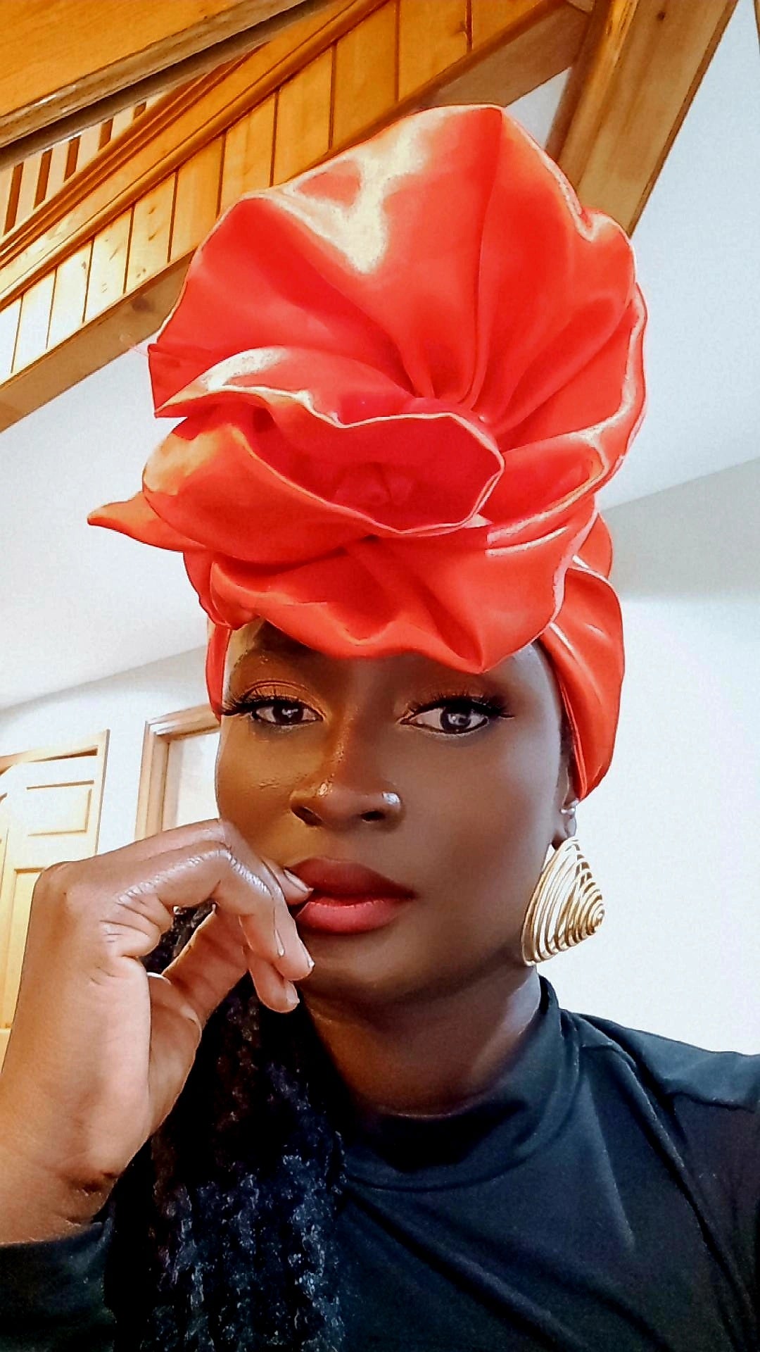 Roses are Red  Pre-tied Crown/Headwrap.