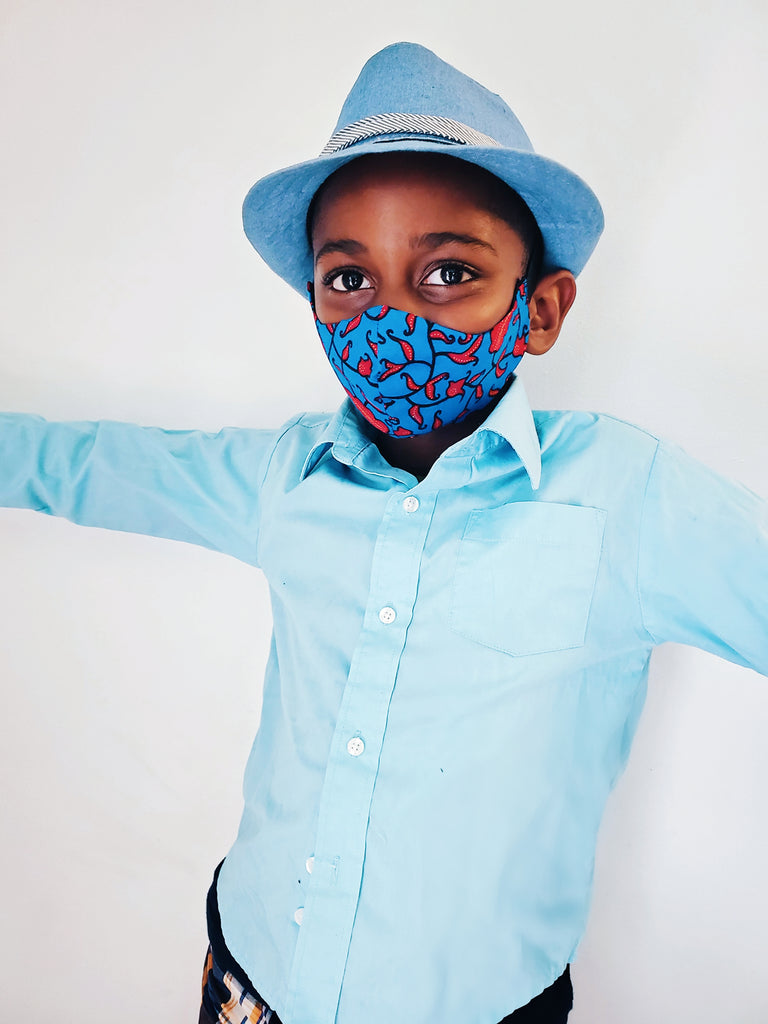 Meba Blue kid mask. Pockets - Akese Stylelines 